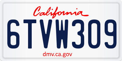 CA license plate 6TVW309
