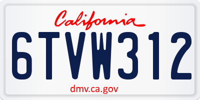 CA license plate 6TVW312
