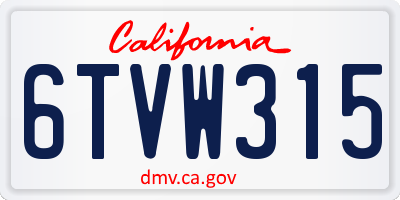 CA license plate 6TVW315