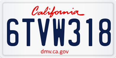 CA license plate 6TVW318