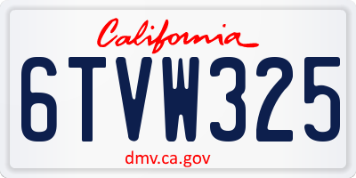 CA license plate 6TVW325