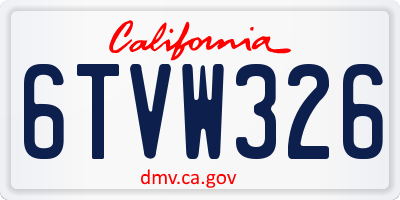 CA license plate 6TVW326