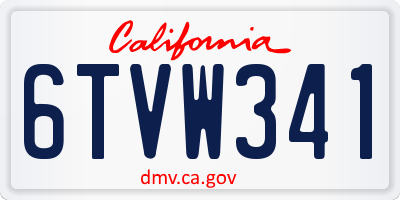 CA license plate 6TVW341