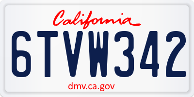 CA license plate 6TVW342