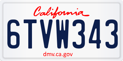 CA license plate 6TVW343