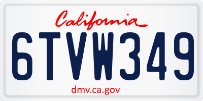 CA license plate 6TVW349