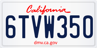 CA license plate 6TVW350