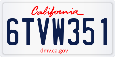 CA license plate 6TVW351