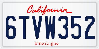 CA license plate 6TVW352