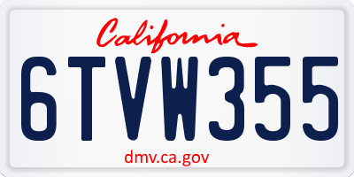 CA license plate 6TVW355