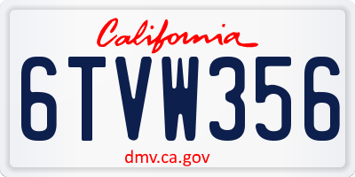 CA license plate 6TVW356