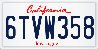 CA license plate 6TVW358