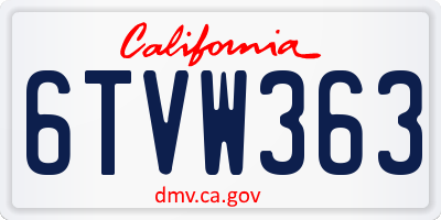 CA license plate 6TVW363