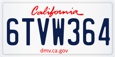 CA license plate 6TVW364