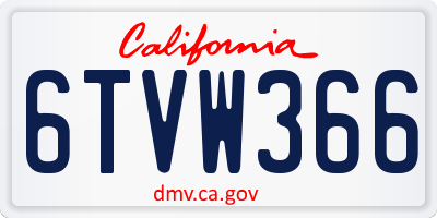 CA license plate 6TVW366