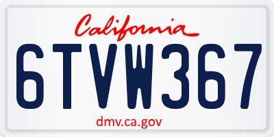 CA license plate 6TVW367