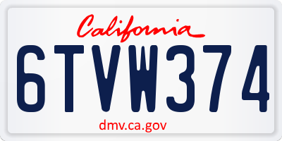 CA license plate 6TVW374