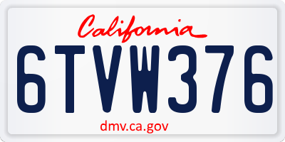 CA license plate 6TVW376