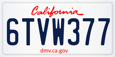 CA license plate 6TVW377