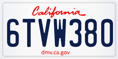 CA license plate 6TVW380