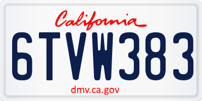 CA license plate 6TVW383