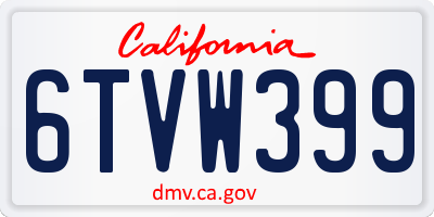 CA license plate 6TVW399