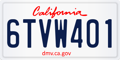 CA license plate 6TVW401