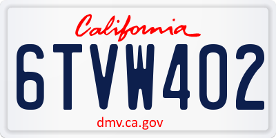 CA license plate 6TVW402