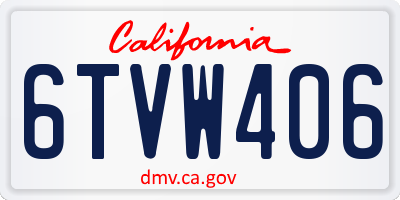 CA license plate 6TVW406