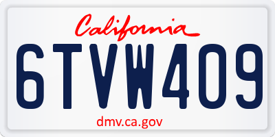 CA license plate 6TVW409