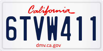 CA license plate 6TVW411