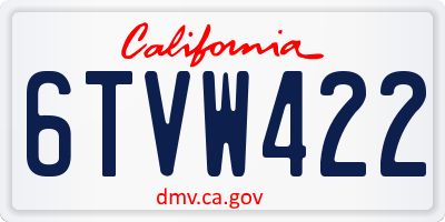 CA license plate 6TVW422