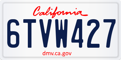 CA license plate 6TVW427