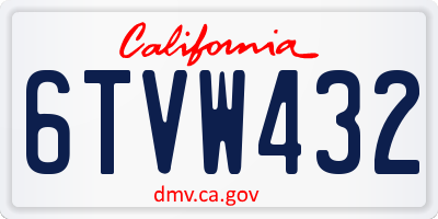CA license plate 6TVW432