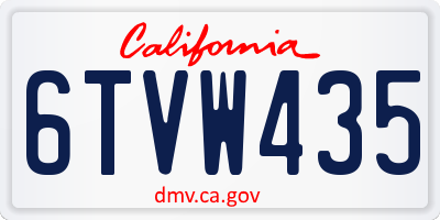 CA license plate 6TVW435