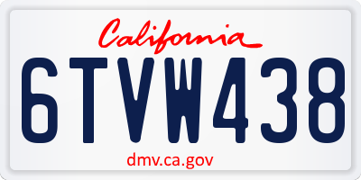 CA license plate 6TVW438
