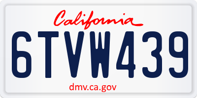 CA license plate 6TVW439
