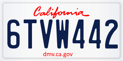 CA license plate 6TVW442