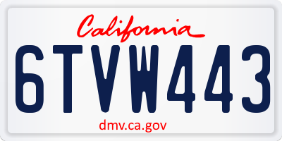 CA license plate 6TVW443