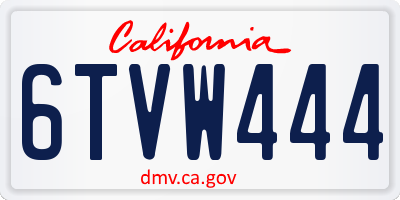 CA license plate 6TVW444