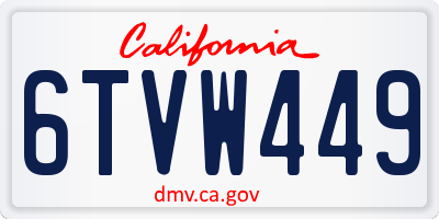 CA license plate 6TVW449