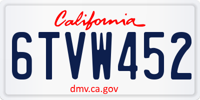 CA license plate 6TVW452