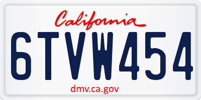 CA license plate 6TVW454