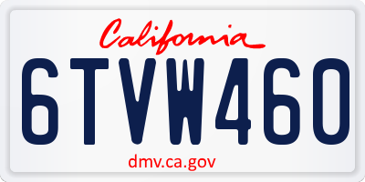 CA license plate 6TVW460