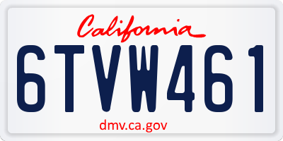 CA license plate 6TVW461