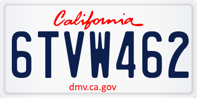 CA license plate 6TVW462
