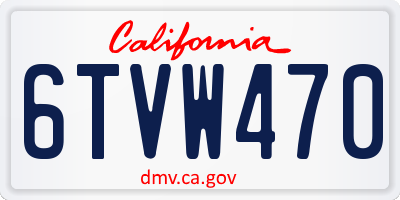 CA license plate 6TVW470