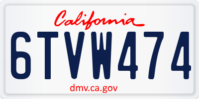 CA license plate 6TVW474