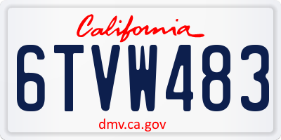 CA license plate 6TVW483