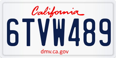 CA license plate 6TVW489
